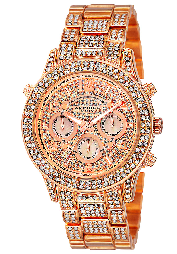 Akribos XXIV Rose Dial Rose Gold-tone Ladies Watch AK776RG 64$