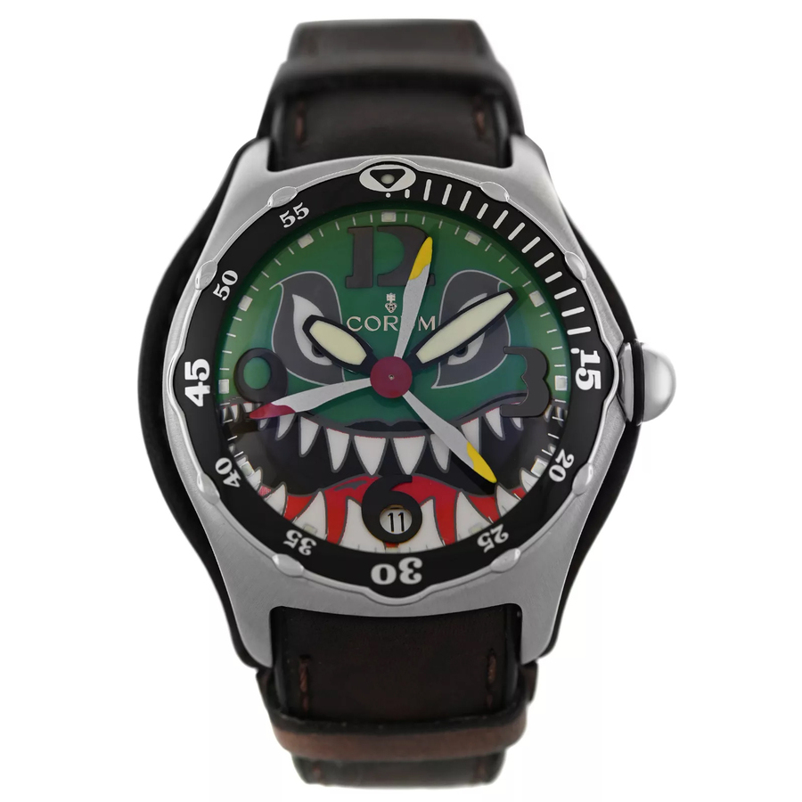 Pre-owned Corum Bubble Dive Bomber Automatic Green Dial Ladies Watch 82.180.20