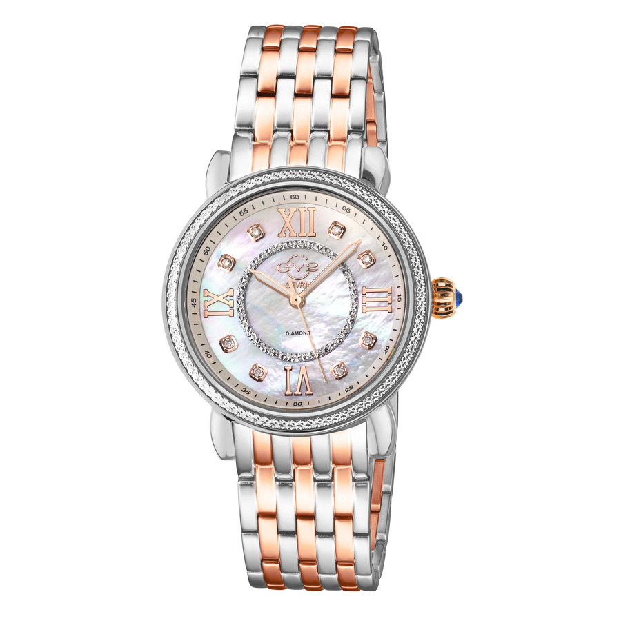 GV2 by Gevril Marsala Diamond Mother of Pearl Dial Ladies Watch 9865B