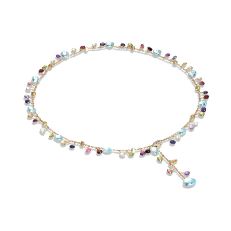 Marco Bicego Paradise Collection 18K Yellow Gold Blue Topaz And Mixed Gemstone Lariat Necklace 4115$