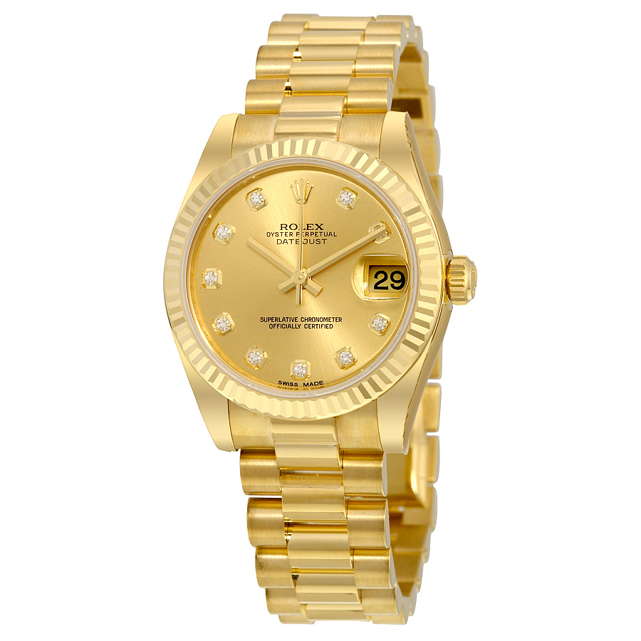 Preowned Rolex Datejust Lady 31 Diamond Champagne Dial Ladies Watch 178278CDP