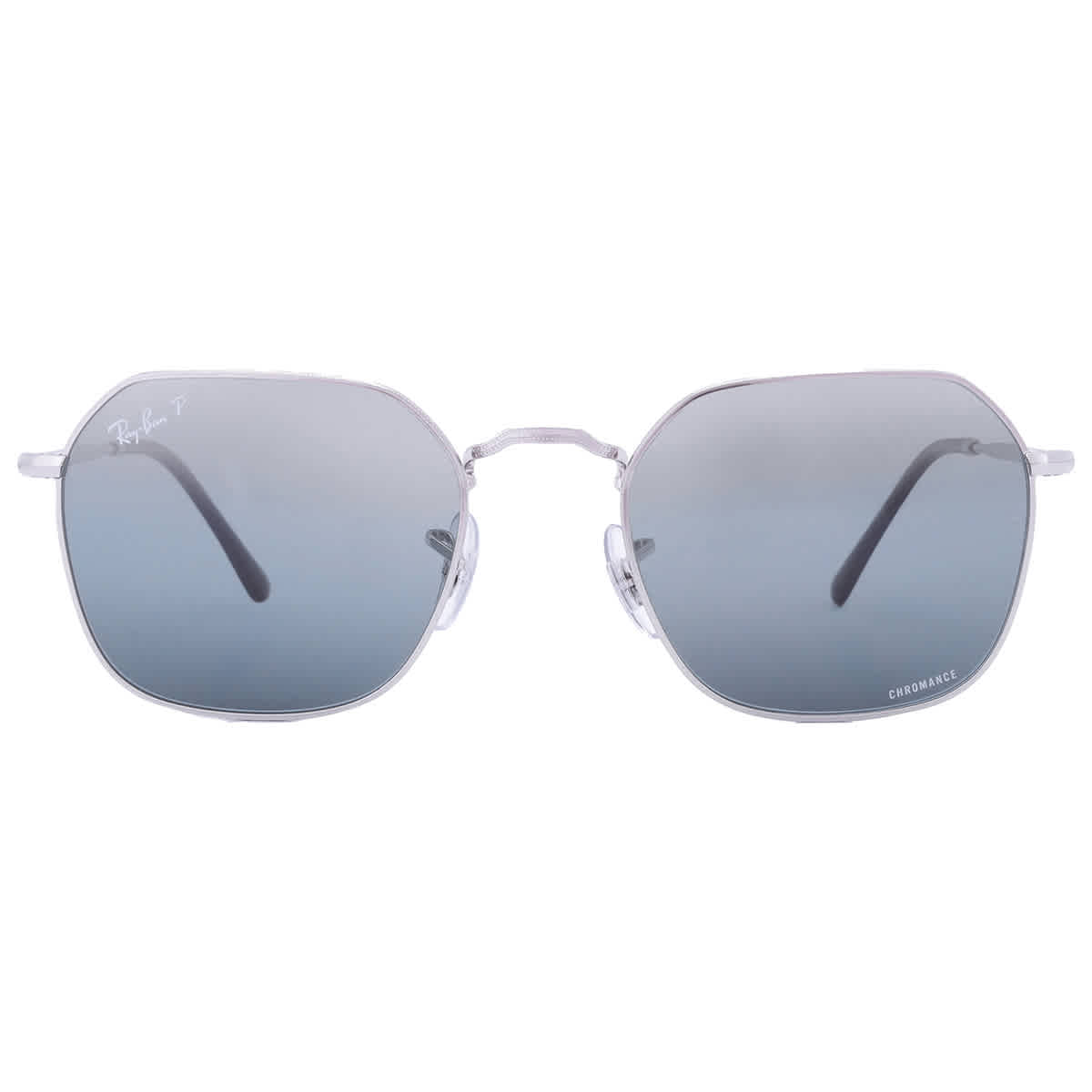 Ray-Ban Jim Polarized+ Lenses Sunglasses Silver Frame Blue Lenses Polarized 53-20
