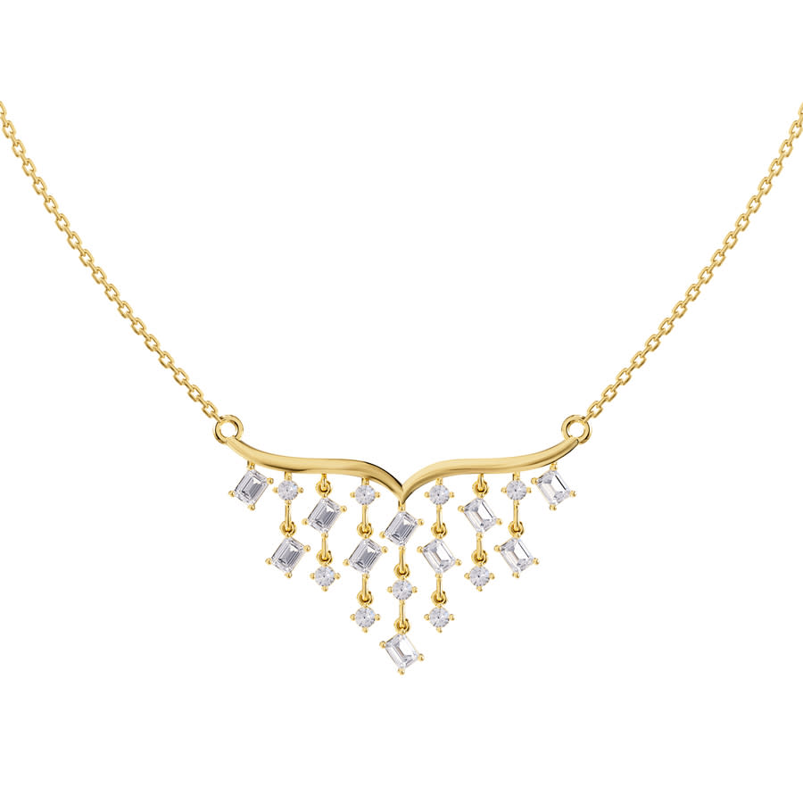 Diamond2Deal 18k Vermeil Plated Silver 2.9 Ct Multi ShapeLab Grown Diamond Pendant Necklace 18'' VVS-VS, E-F