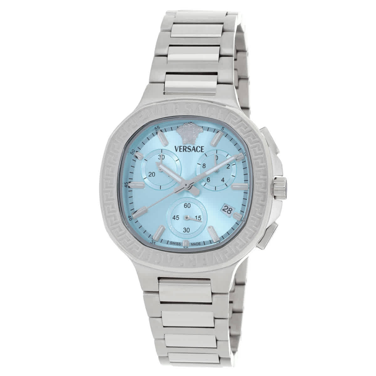 Versace V-Chrono Square Chronograph Quartz Turquoise Dial Watch