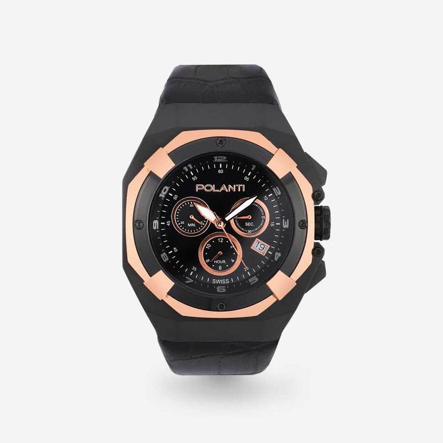 Polanti Valiant Chronograph Quartz Black Dial Mens Watch PLV-2900RG-BK