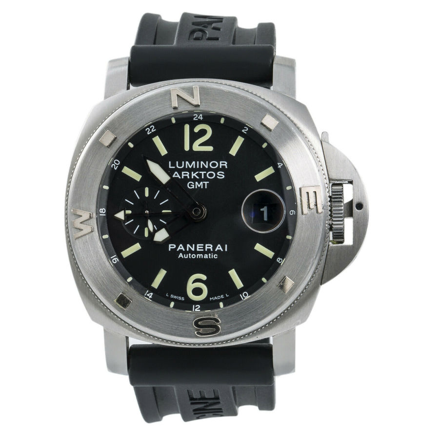 Pre-owned Pre-owned Panerai Luminor Submersible GMT Black Dial Mens Watch PAM00186 5495$
