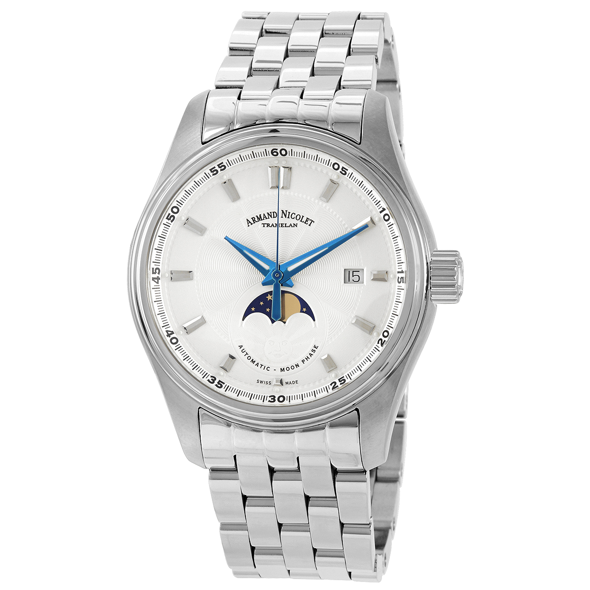 Armand Nicolet MH2 Automatic Moon Phase Silver Dial Mens Watch A640L-AG-BMA22640A 819$