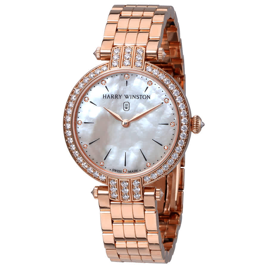 Harry Winston Premier Mother of Pearl Dial Ladies 18K Rose Gold Watch PRNQHM31RR003
