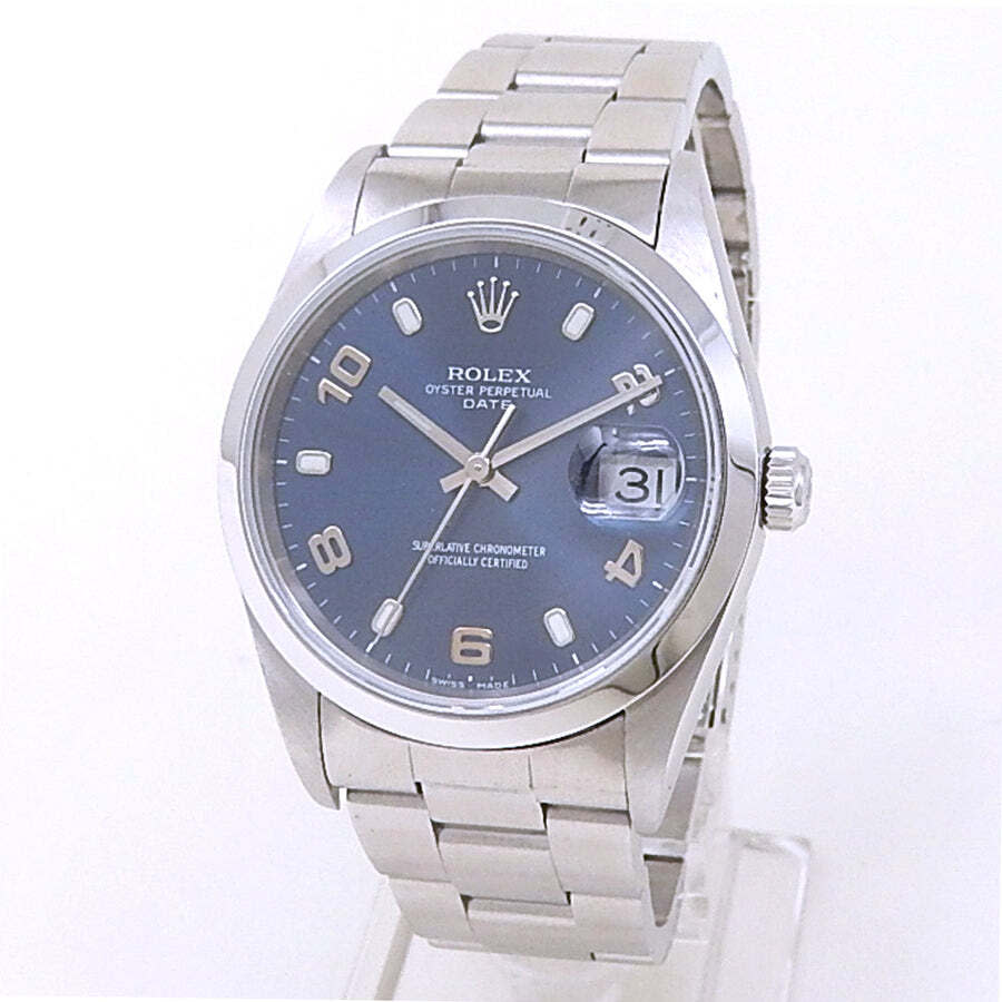 Preowned Rolex Oyster Perpetual Automatic Chronometer Blue Dial Mens Watch 15200