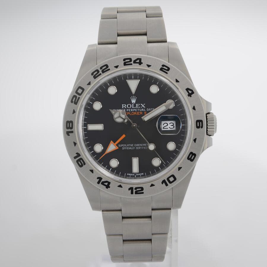 Preowned Rolex Explorer II GMT Automatic Chronometer Black Dial Mens Watch 216570 BKSO