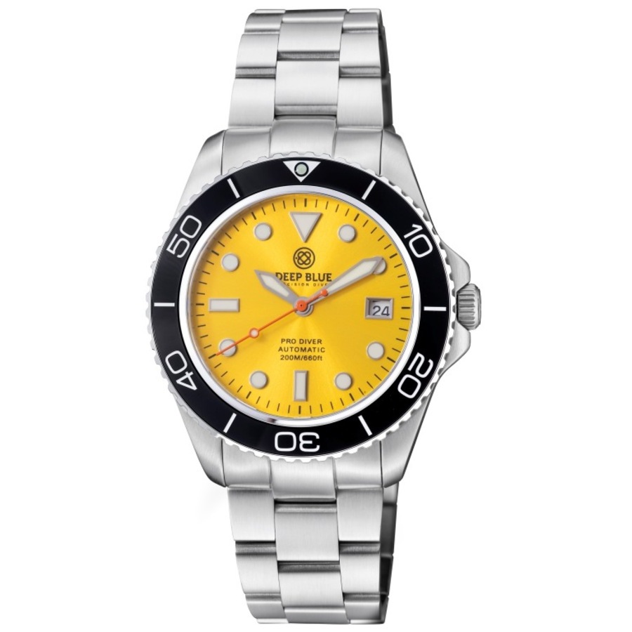 Deep Blue Pro Diver 200 Automatic Mens 42 mm Watch PD200YELOW