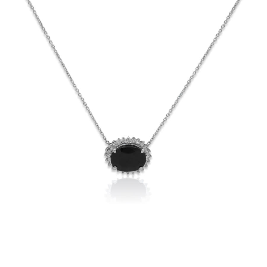 Tresorra 14k White Gold Garnet & Diamond Pendant Necklace