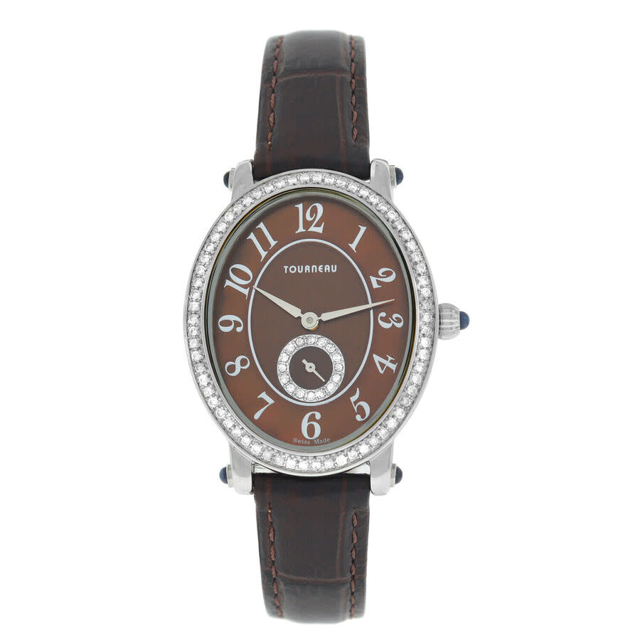 Pre-owned Tourneau Oval 34004-A-Brn Quartz Diamond Brown Dial Ladies Watch 34004