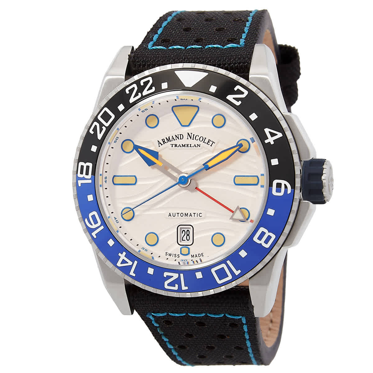Armand Nicolet JSH Automatic Silver Dial Batman Bezel Mens Watch A486RGU-AU-P0668NZ8