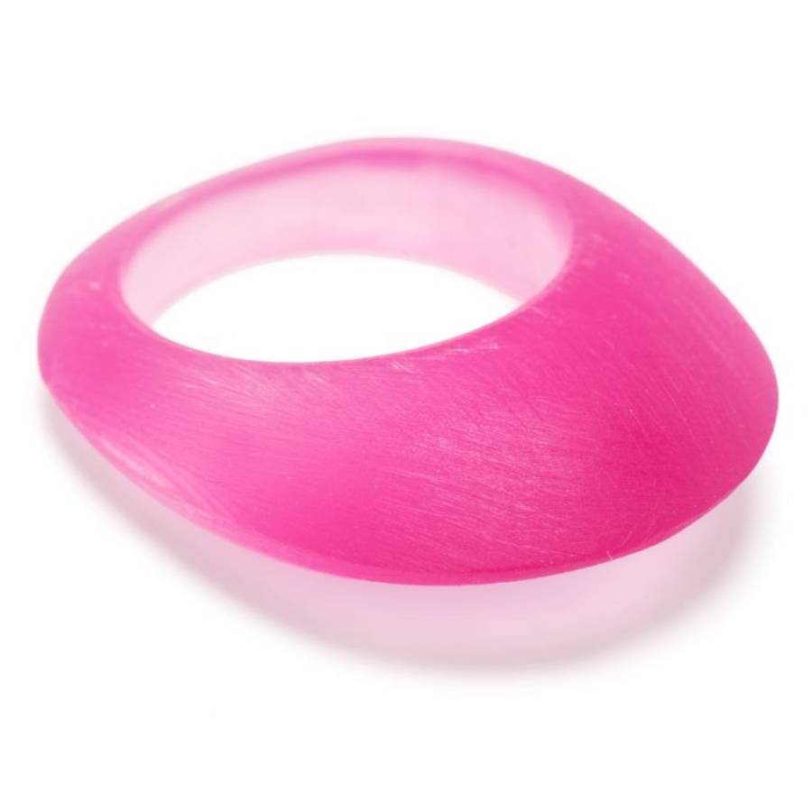Saint Laurent Ladies Ice Effect Pink Fush Resin Ring Size 5 188$