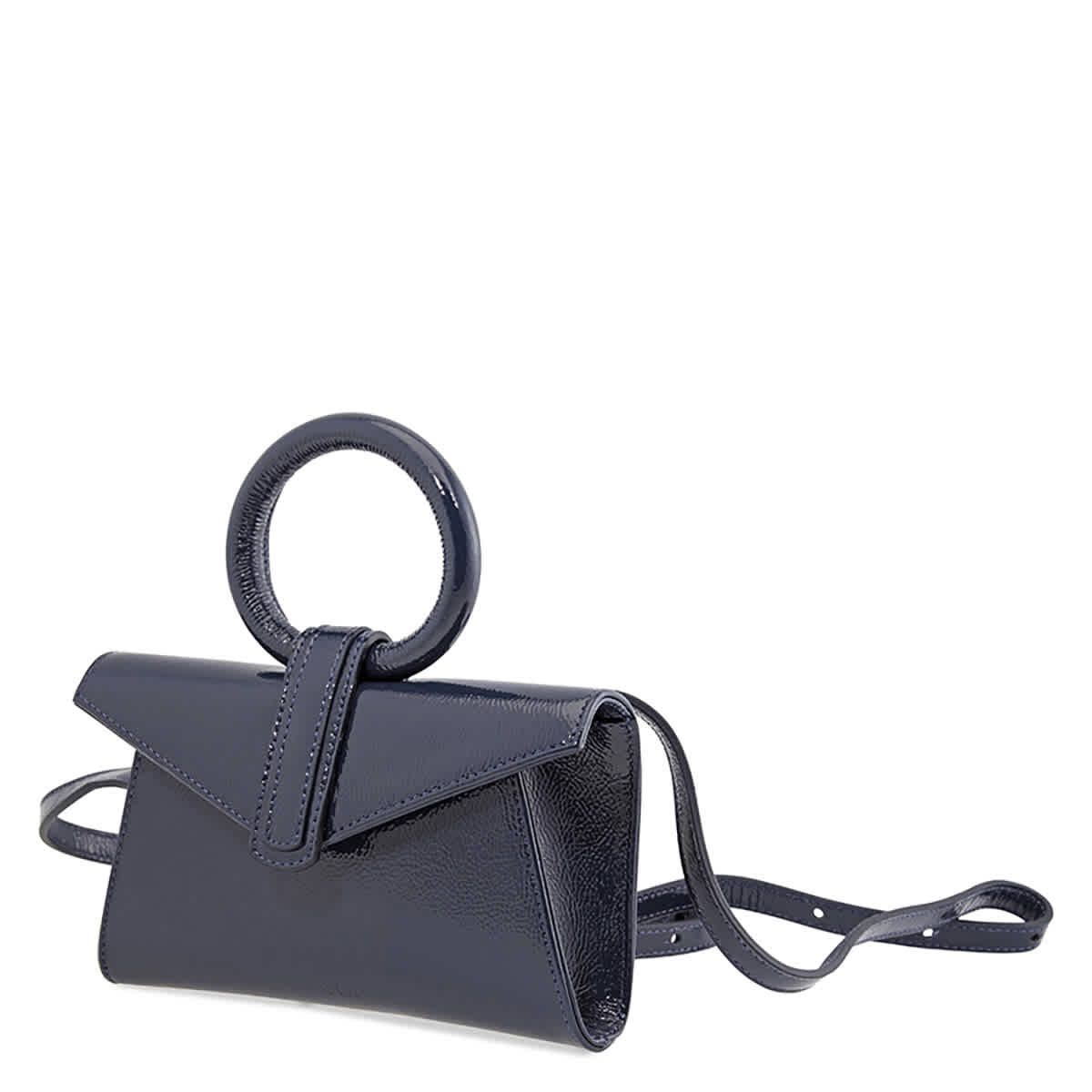 Valery Micro Belt Bag in Blue Ostrich Effect Leather