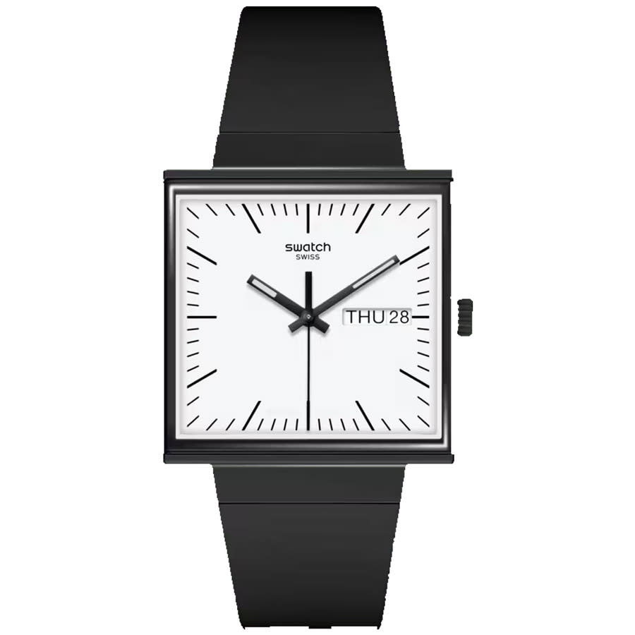 Swatch What IfBlack Quartz White Dial Unisex Watch SO34B700 88$