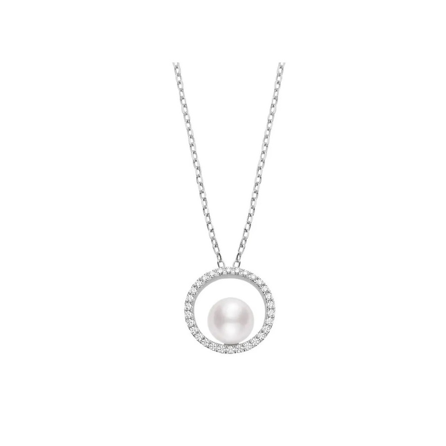 Mikimoto Akoya Cultured 7mm Pearl Pendant with Diamonds 3775$