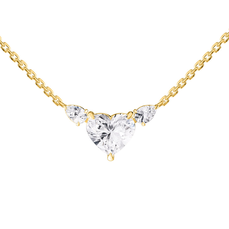 Diamond2Deal 14k White Gold 3.15 Ct Heart Shape Lab Grown Diamond Heart Pendant Necklace 18'' VVS-VS, E-F