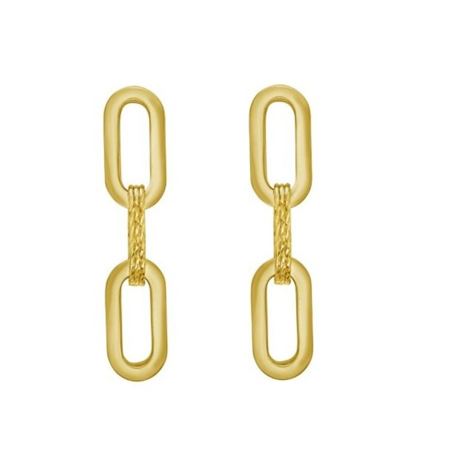 Tresorra 14K Yellow Gold Mini Diamante Paperclip Earrings