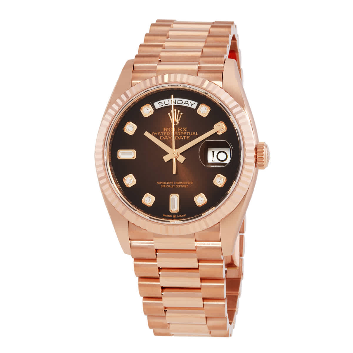 Rolex DayDate 36 Automatic Diamond Brown Dial Watch 128235CHDP