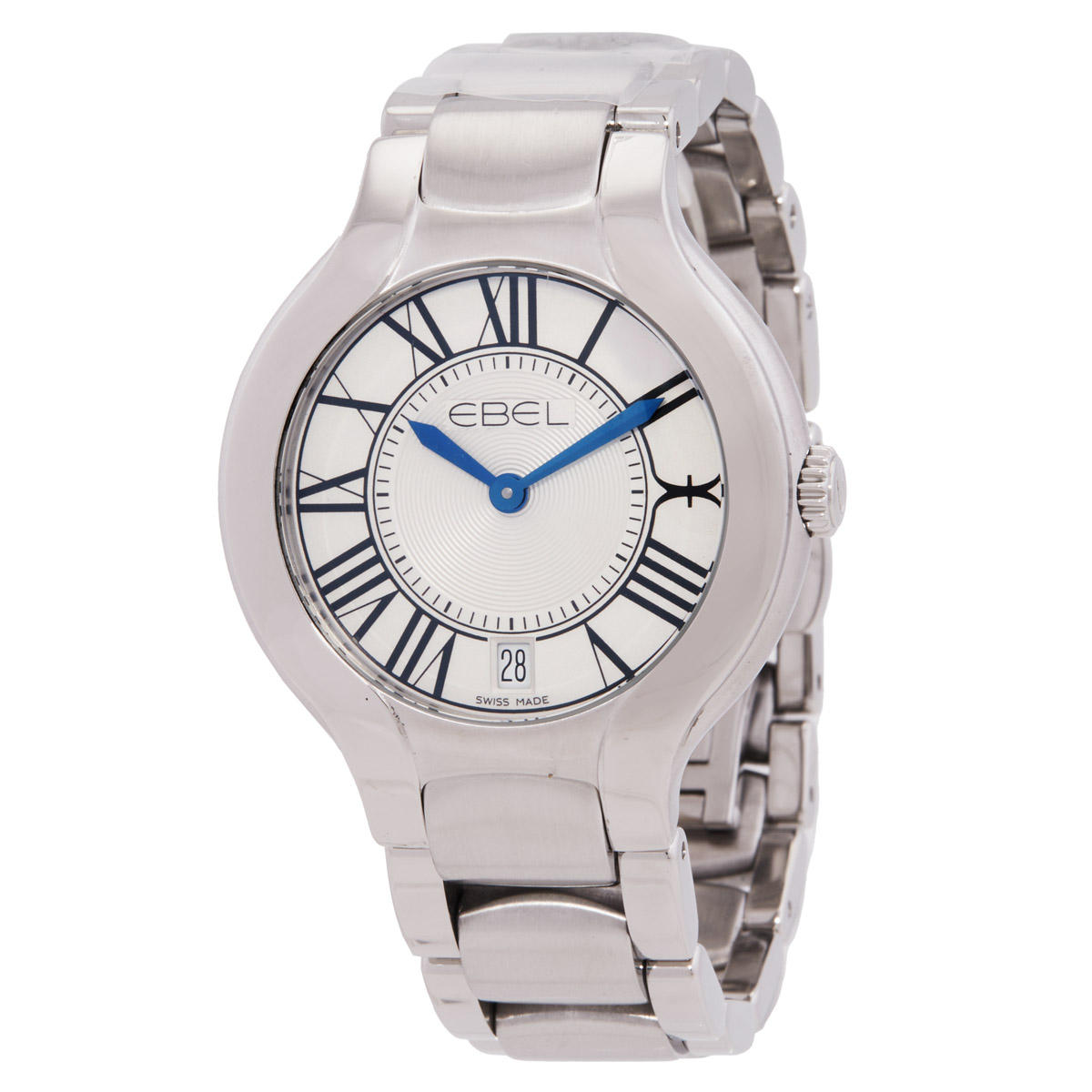 Pre-owned Ebel Beluga Grande Silver Dial Stainless Steel Ladies Watch 1216070