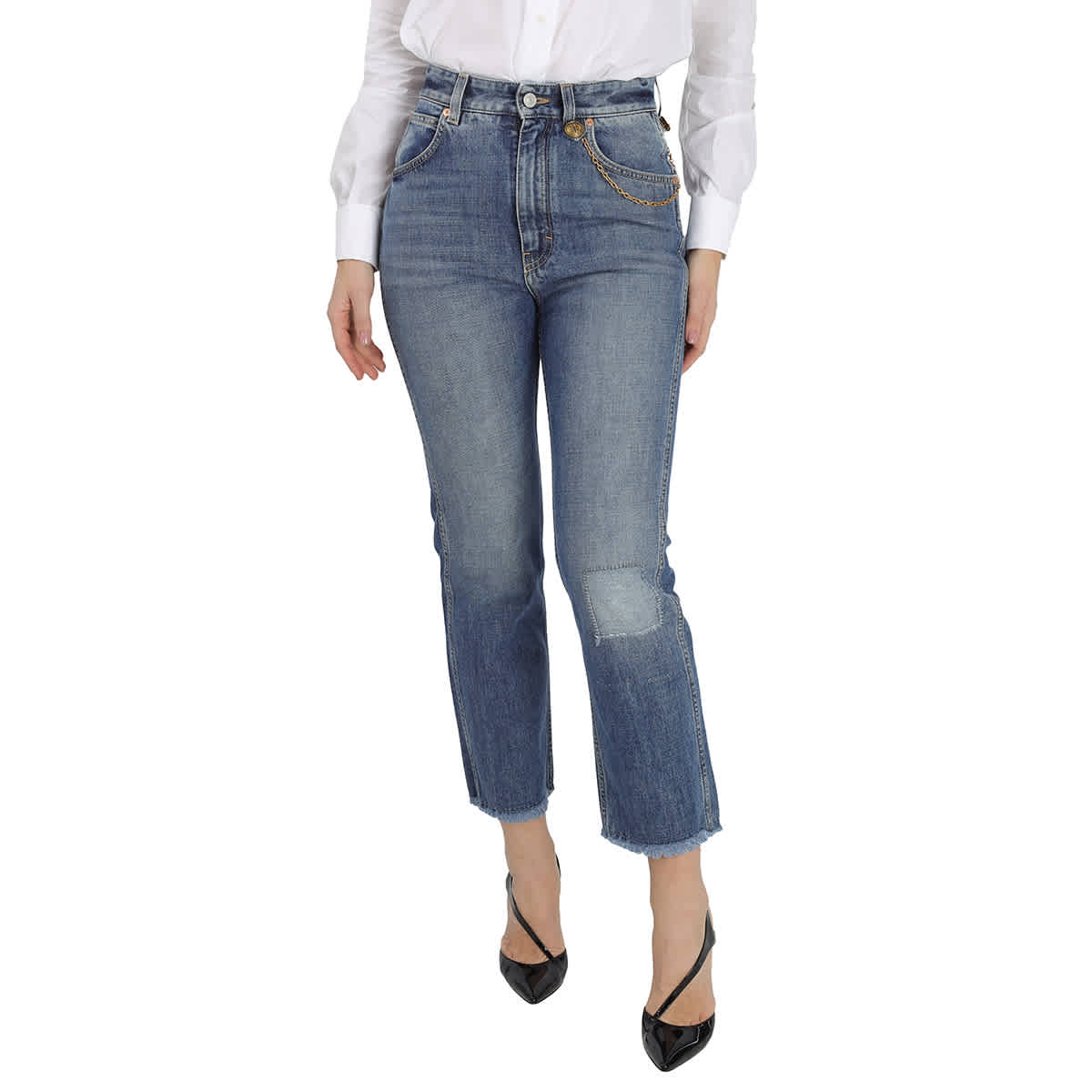 Ladies cropped jeans discount