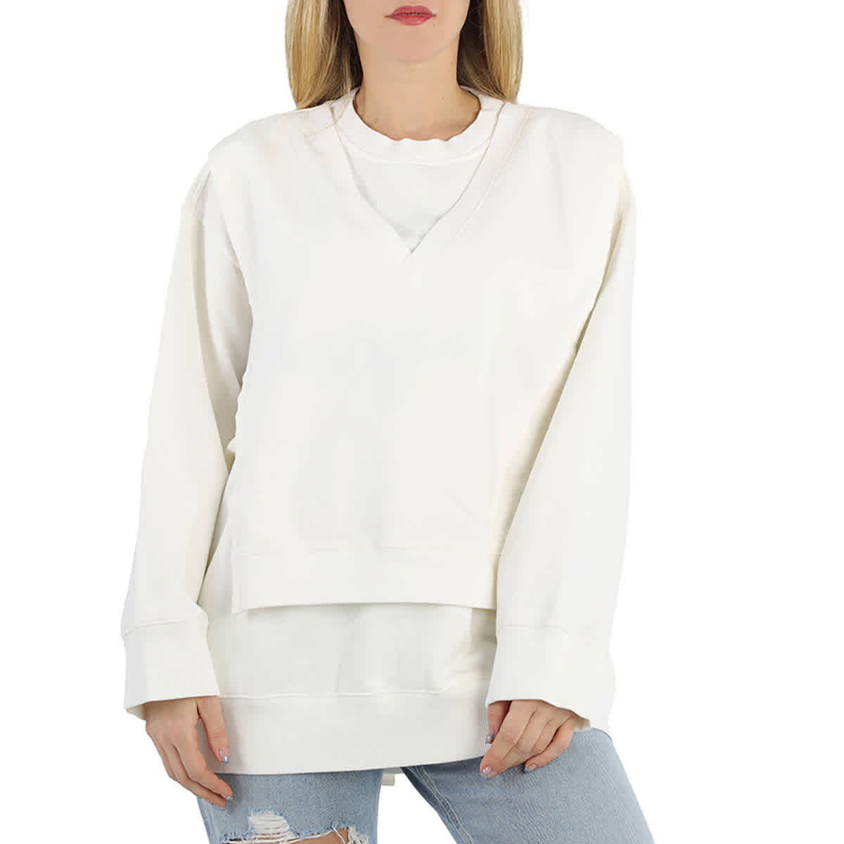 White boxy sweatshirt hot sale