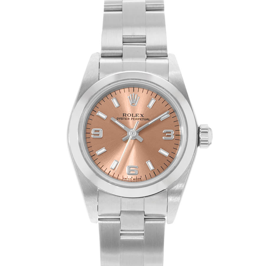 Preowned Rolex Oyster Perpetual 24 Automatic Chronometer Pink Dial Ladies Watch 76080 PSO