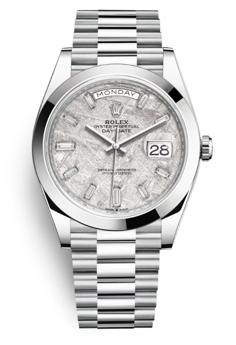 Rolex Day Date 40 Meteorite Diamond Dial Automatic Mens Platinum President Watch 228206MTDP