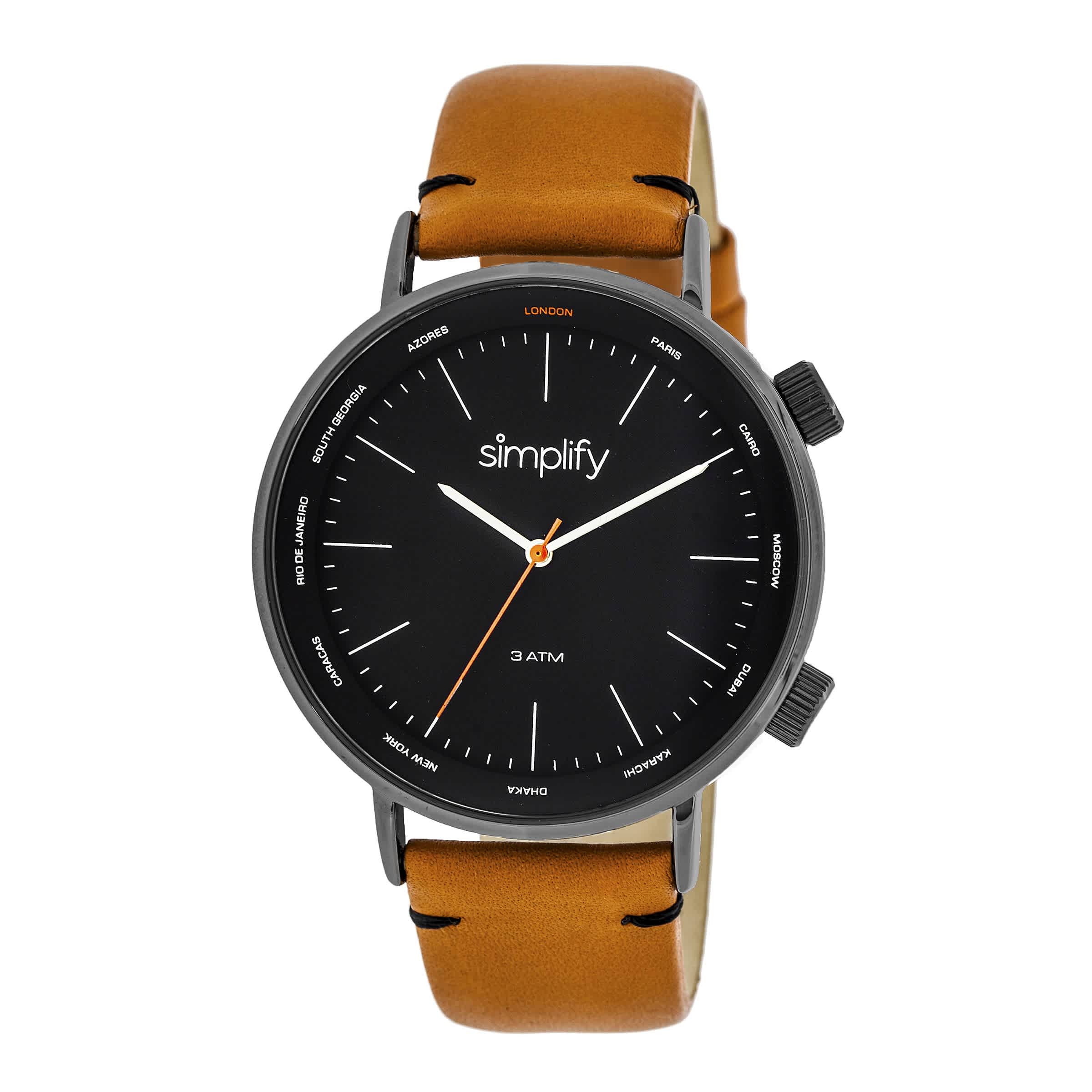 Simplify The 3300 Black Dial Orange Leather Watch SIM3307 70$