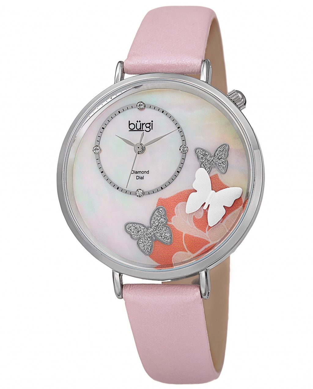 Burgi Crystal Butterflies Quartz Diamond Ladies Watch BUR158PK 60$