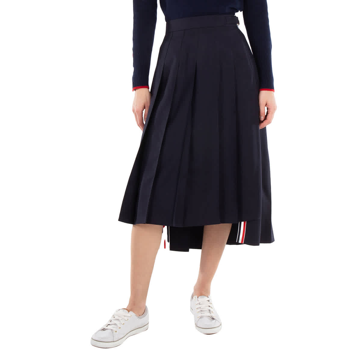 スカート THOM BROWNE FW25 PLEATED MIDI SKIRT (FGC400V 00626035) Twill Midi Pleated Skirt | Thom Browne