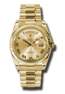Rolex DayDate Champagne Dial 18K Yellow Gold President Automatic Mens Watch 118238CRP
