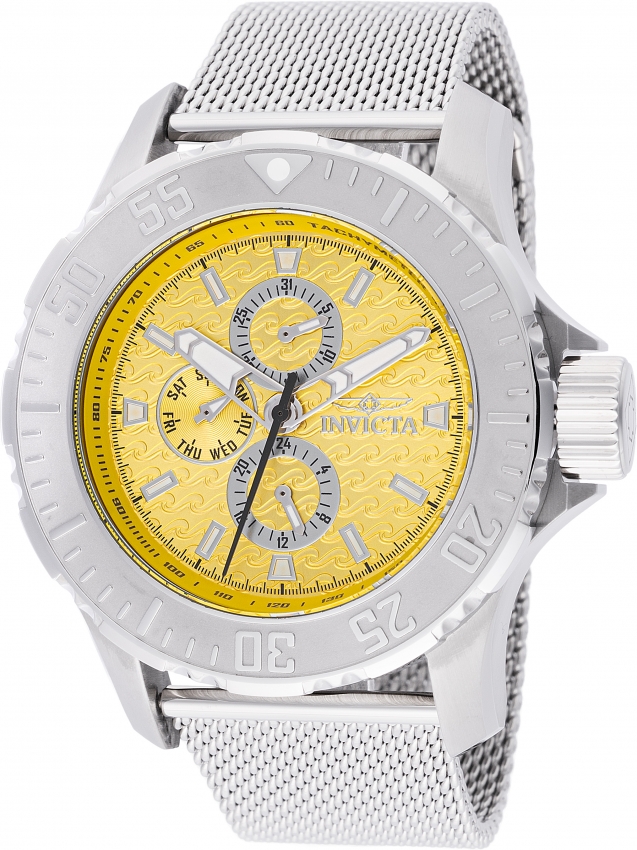 Винтажные кварцевые мужские часы Invicta с желтым циферблатом 48014