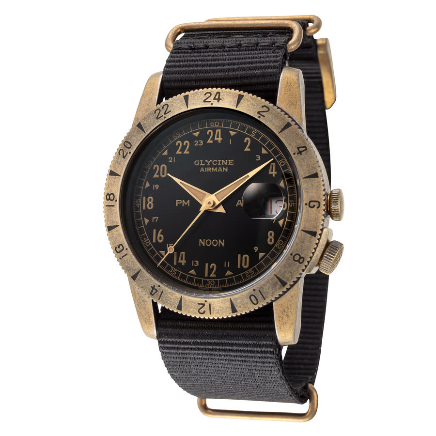 Glycine Airman Vintage Noon GMT Automatic Black Dial Mens Watch GL0379 670$