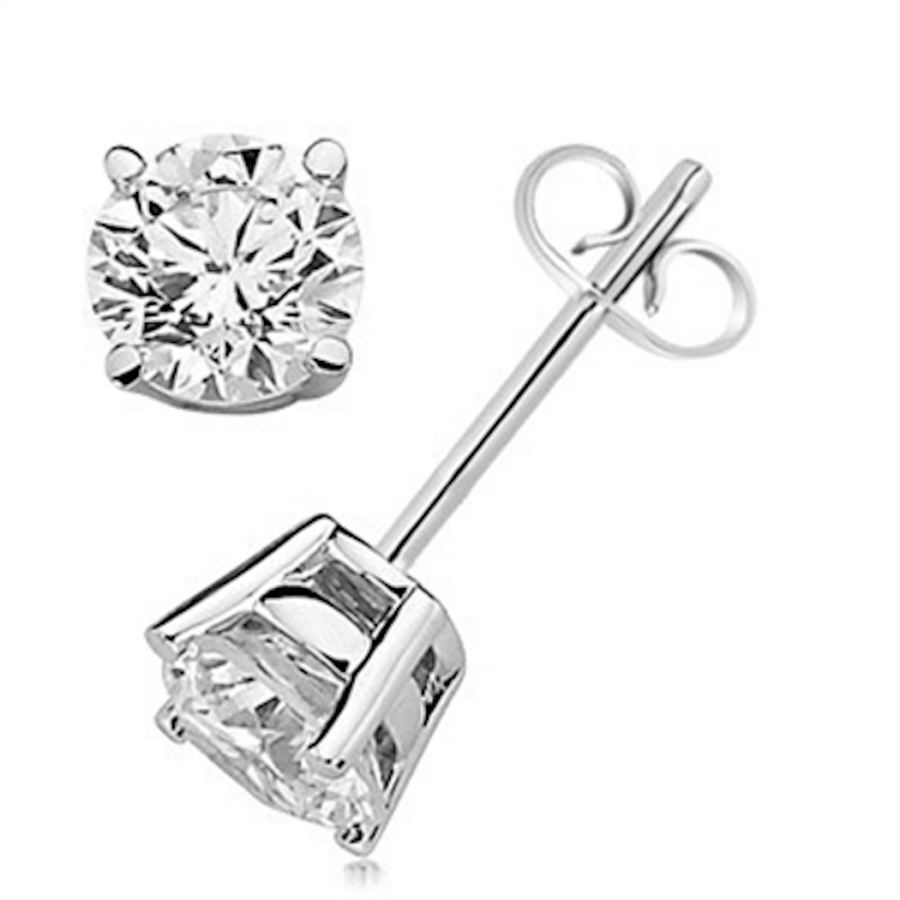 030 Carat Maulijewels Round White Diamond 4-Prong Set Stud Earrings In 14K White Yellow Gold 440$