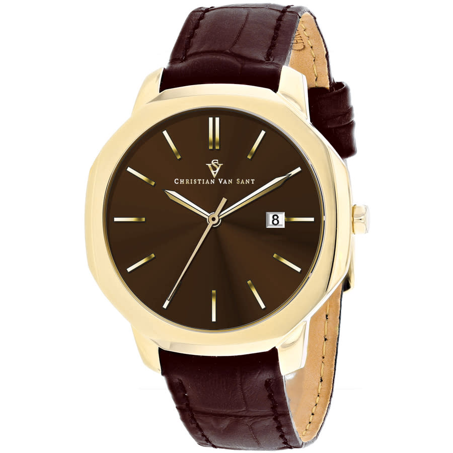 Christian Van Sant Octavius Slim Quartz Brown Dial Mens Watch CV0537 173$