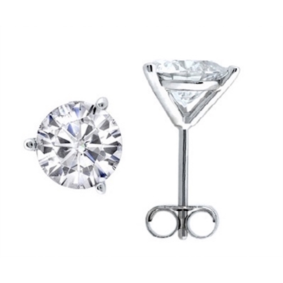 Maulijewels Round Stud Earrings In 14k White Gold With 1 Cttw Natural White Diamonds Push Back Clasp 1300$