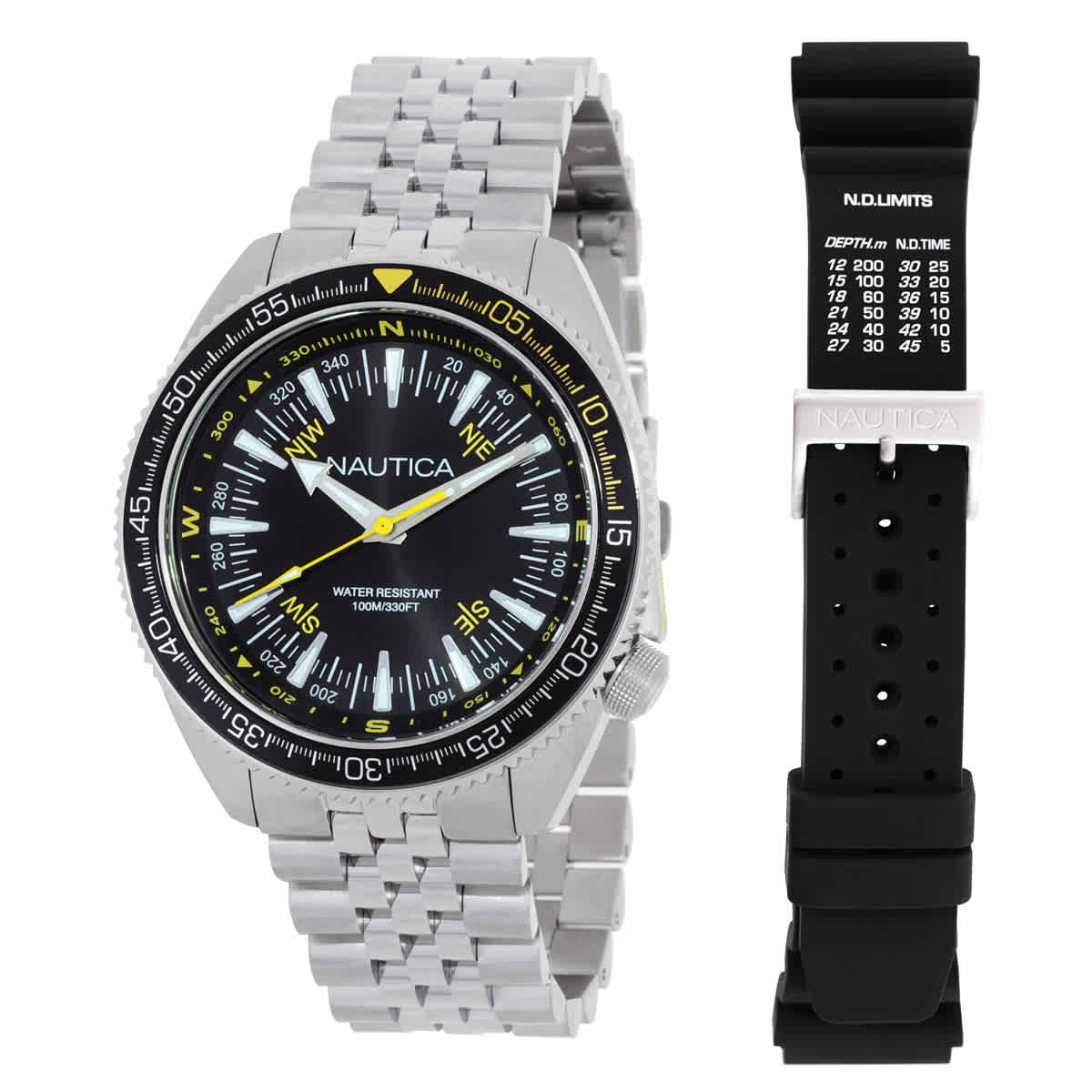 Nautica Vintage Quartz Black Dial Mens Watch Box Set NAPNVF303 114$