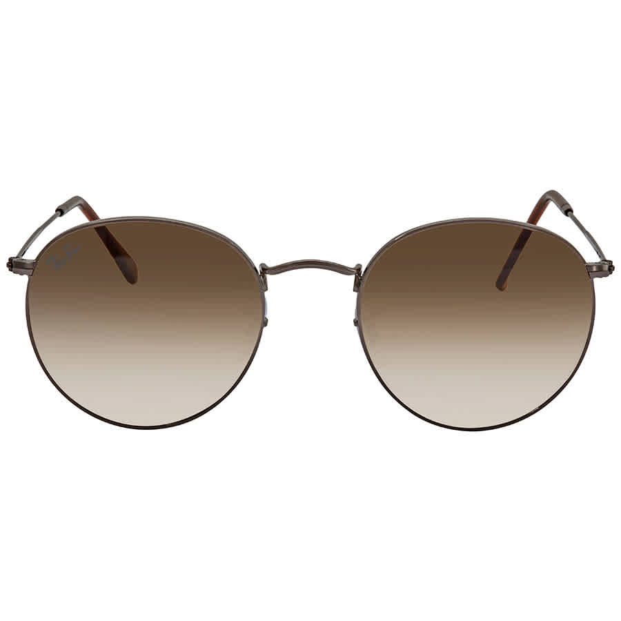 Ray-Ban Man Sunglass Round Flat Lenses -  Frame color: Gunmetal, Lens color: Light Brown Gradient