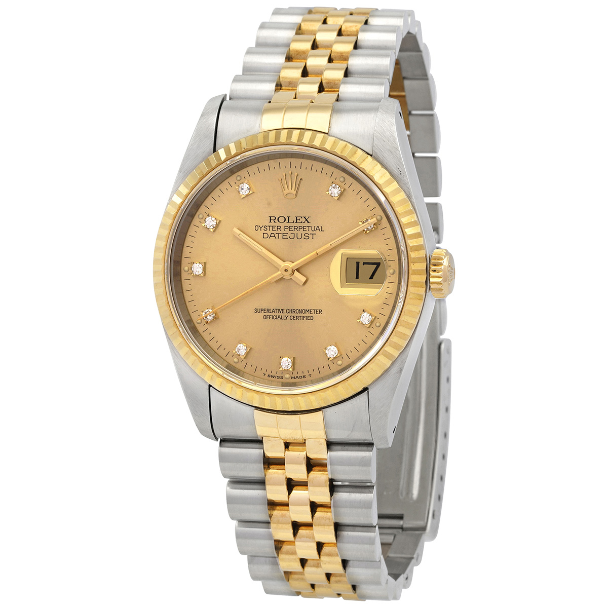Preowned Rolex Datejust Automatic Diamond Champagne Dial Mens Watch 16233CDJ