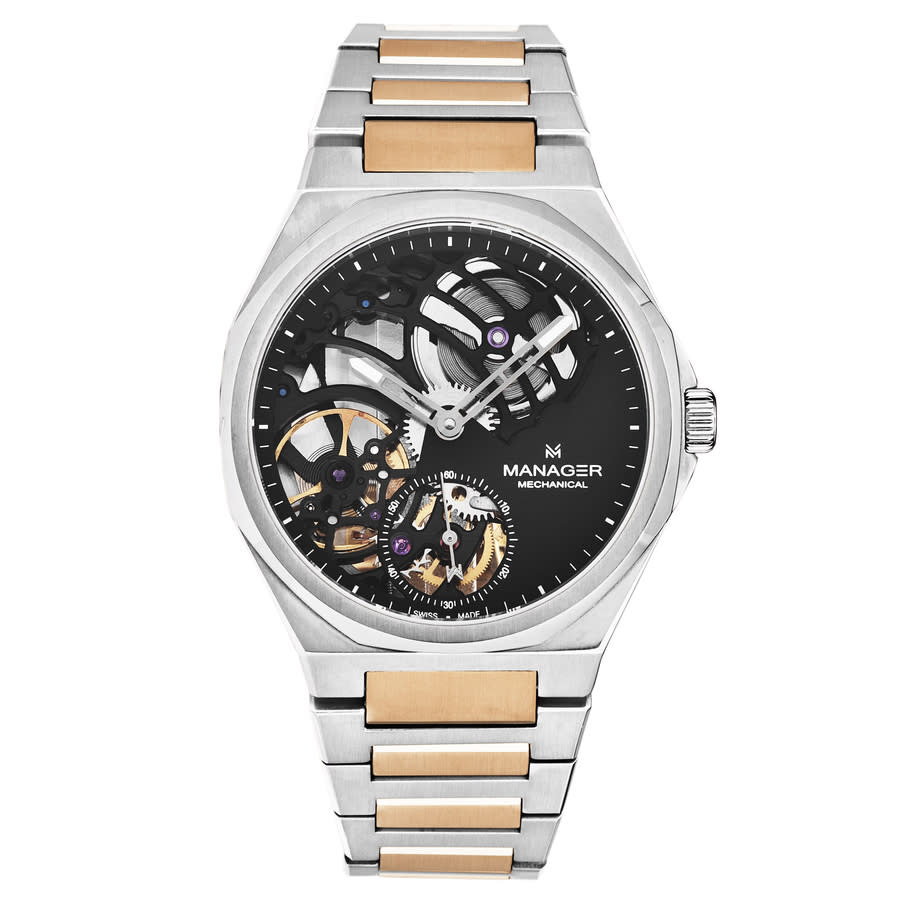 Manager Revolution Manual Wind Black Dial Mens Watch MAN-RM-06-BM