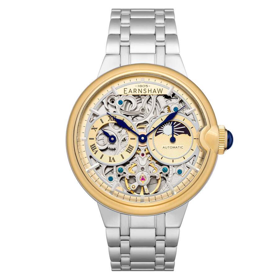 Thomas Earnshaw Barallier Sun Moon Dual Time Chronograph Automatic Gold Dial Mens Watch ES-8242-44