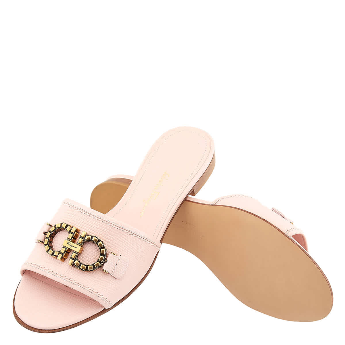 Salvatore Ferragamo Ladies Pink Rhodes Gancini Slide Sandals