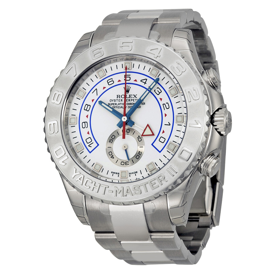 Preowned Rolex YachtMaster Ii Chronograph White Dial Mens Watch 116689WAO