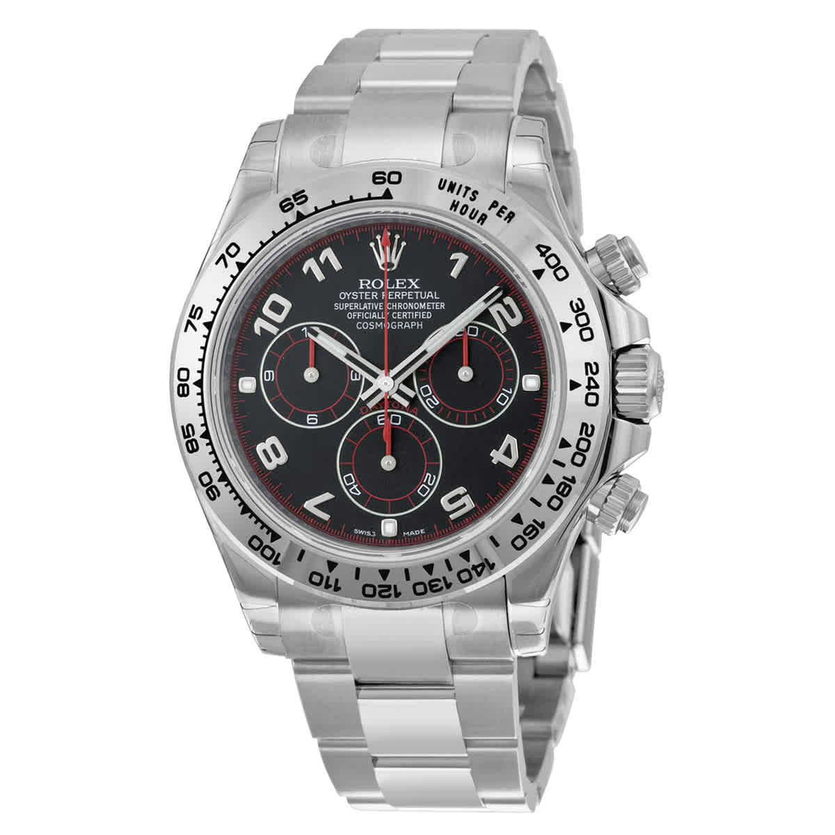 Rolex Cosmograph Daytona Black Dial 18K White Gold Oyster Bracelet Automatic Mens Watch 116509BKAO