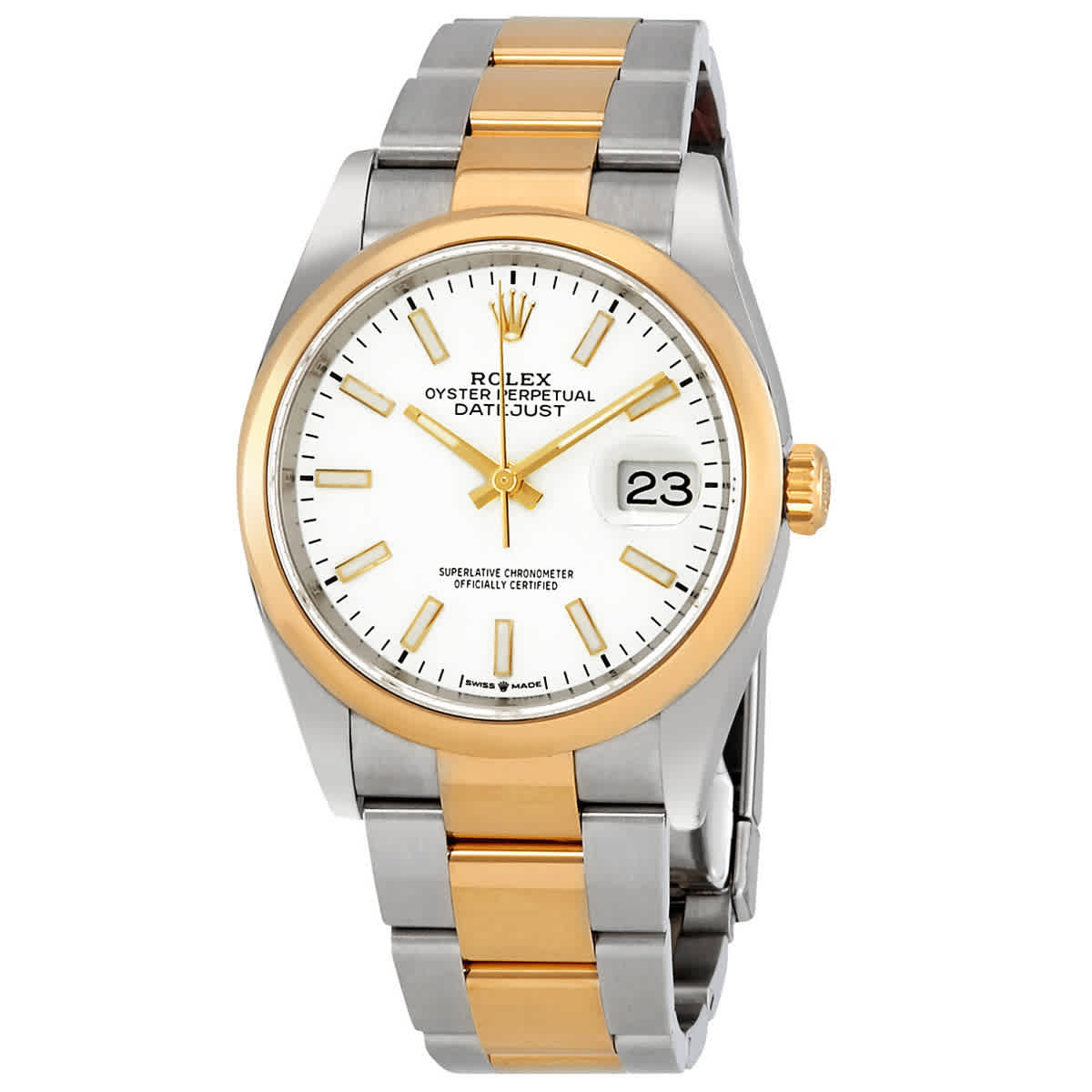 Rolex Datejust 36 White Dial Automatic Mens Steel and 18k Yellow Gold Oyster Watch 126203WSO