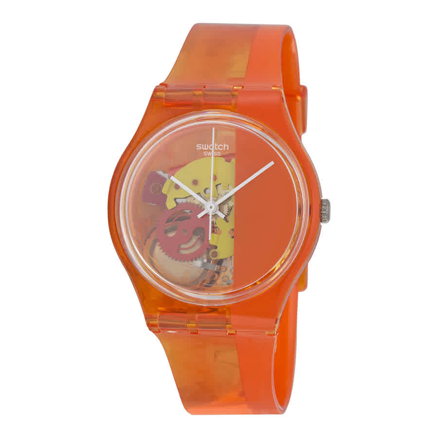 Swatch Bloody Orange Skeleton Dial Orange Plastic Unisex Watch GO116 65$