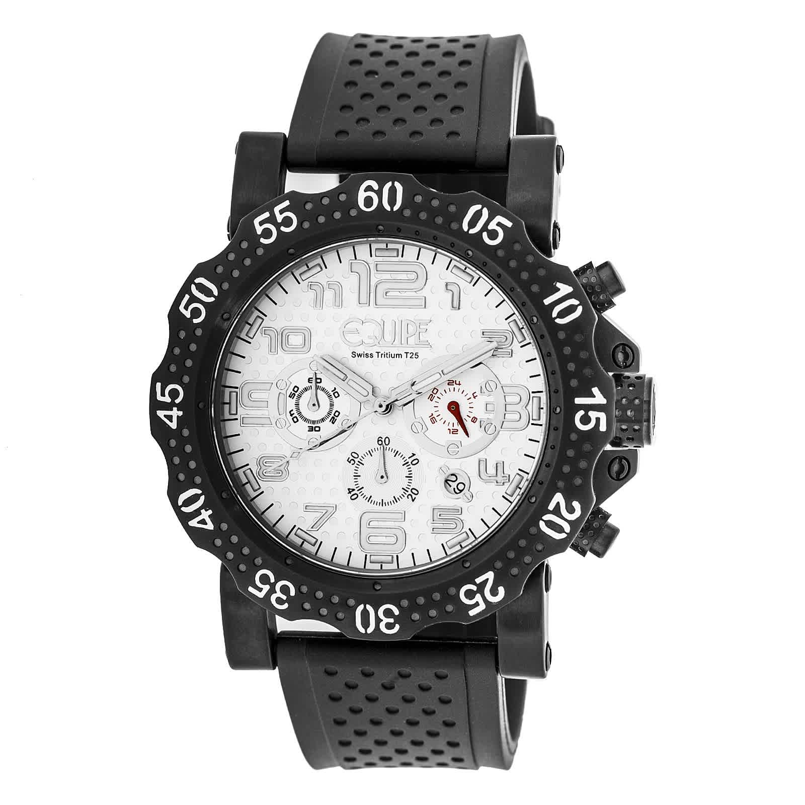 Equipe Tritium Rivet Chronograph White Dial Mens Watch ET207